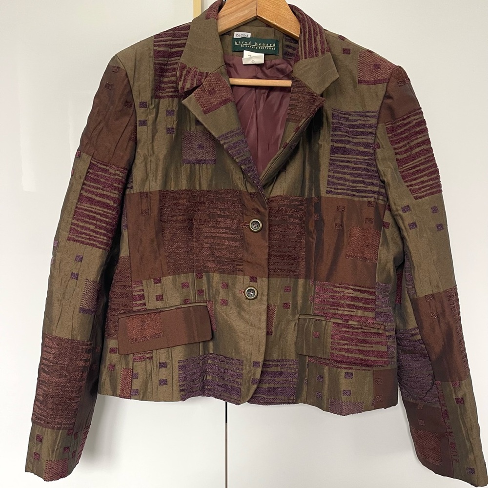 Harvé Benard vintage Patchwork Upholstery Blazer Geometric size 16